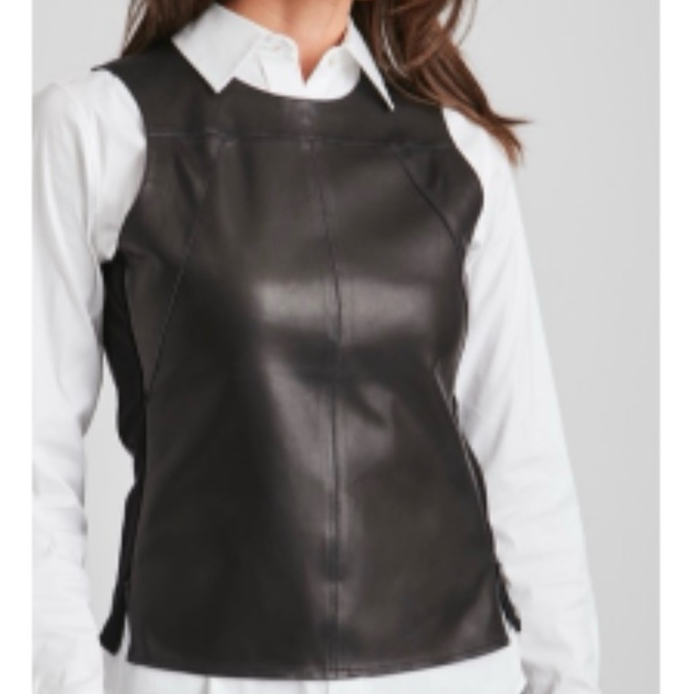 NWT Carlisle Black Leather Sleeveless Top